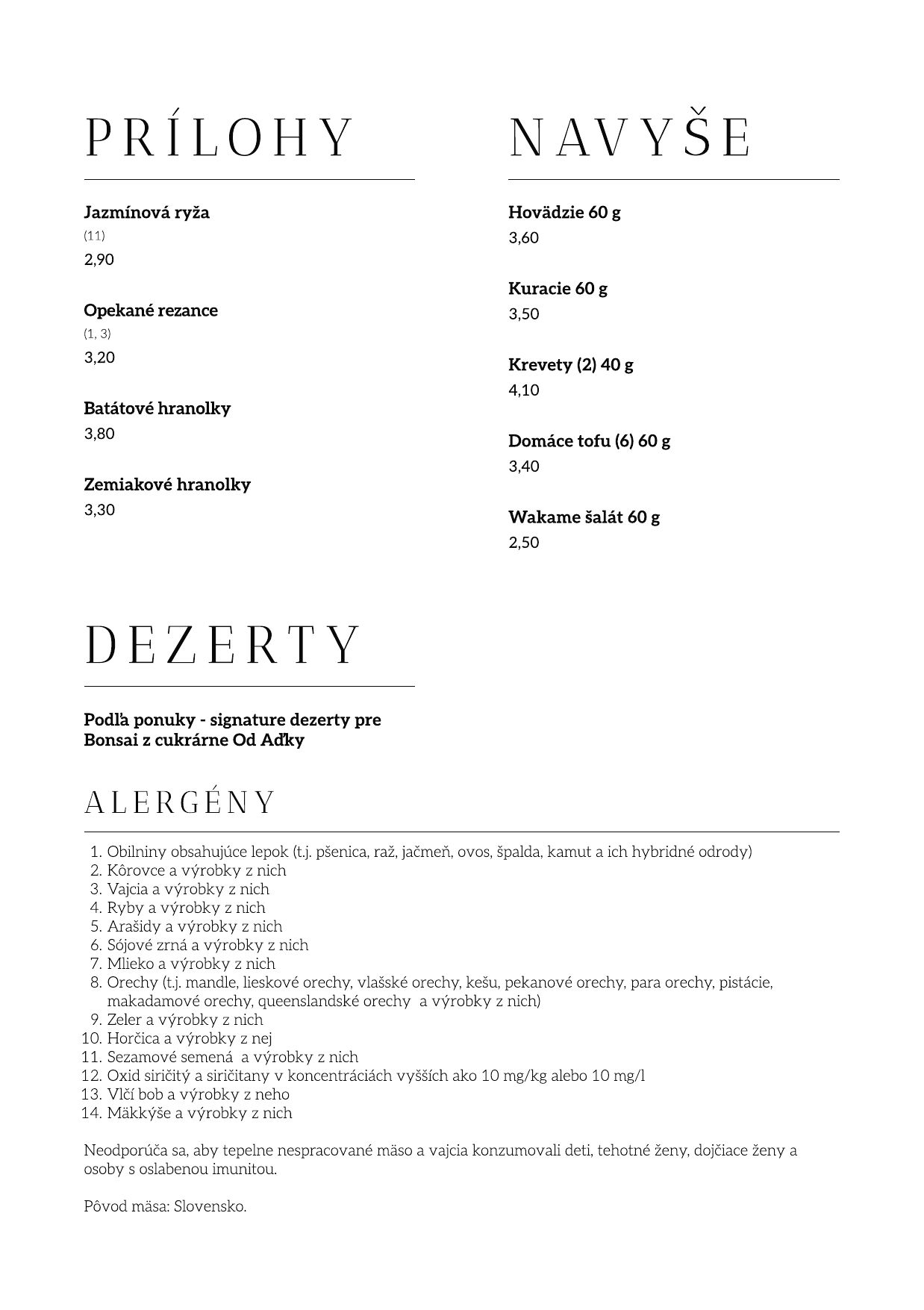 Menu – Prílohy a dezerty (1)