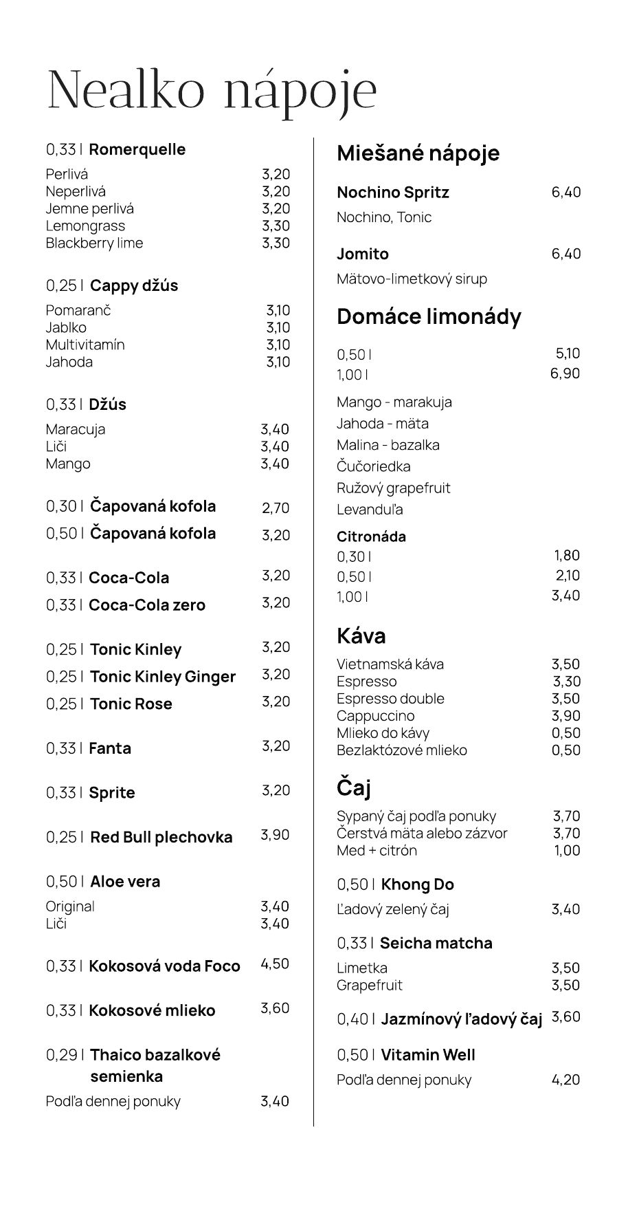 Menu – Nápoje (1)